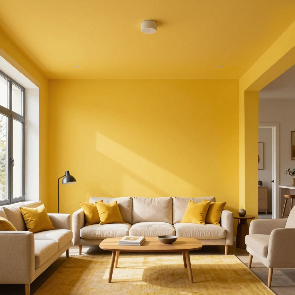 Цветной потолок краской Flugger