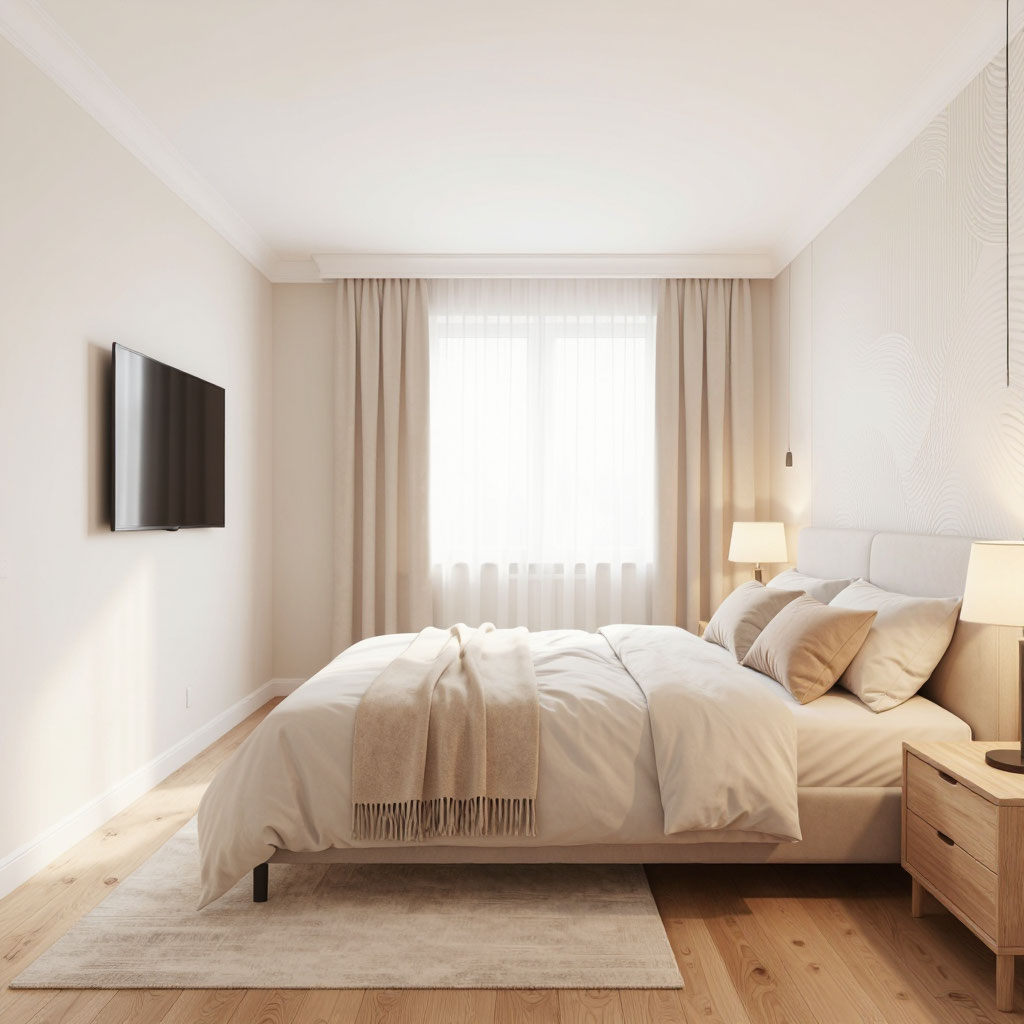 Белый потолок, окрашенный краской X Krasky